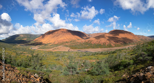 Mountains rising up from the river valley