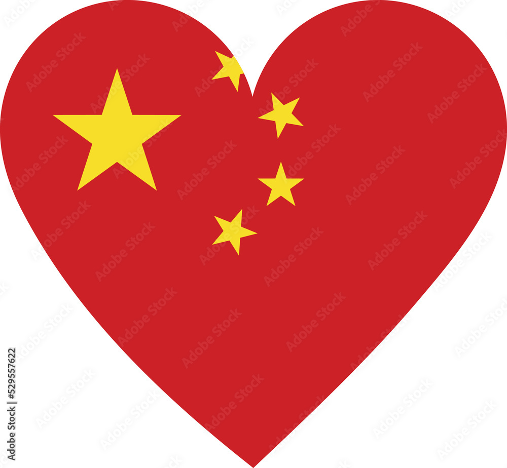 China flag in the shape of a heart. China flag in the shape of a heart.