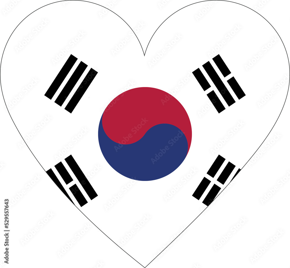 custom made wallpaper toronto digitalSouth Korea flag in the shape of a heart.