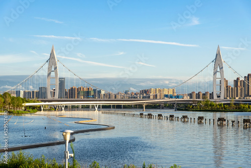 Photography aerial view of xi'an city, china.