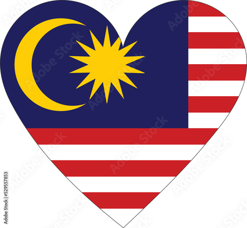 Free Download Malaysia flag in the shape of a heart. - GFXLoad