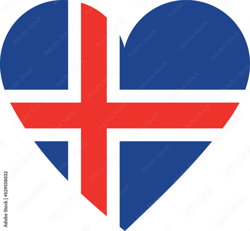 Fototapeta premium Iceland flag in the shape of a heart.