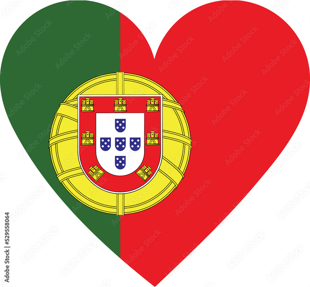 Portugal flag in the shape of a heart.