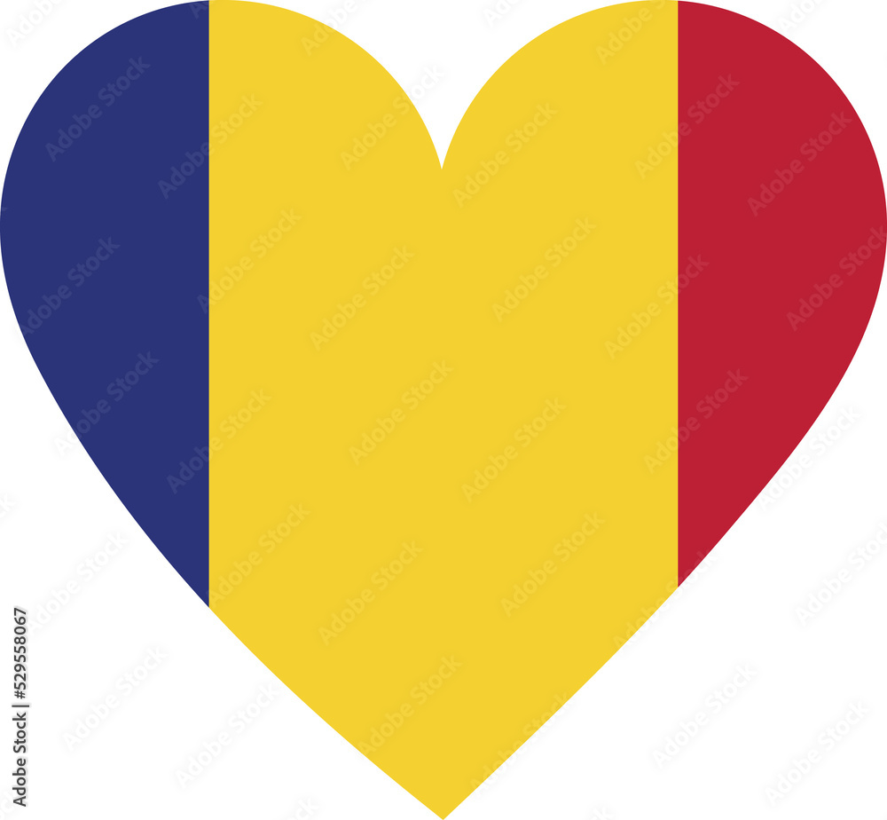Fototapeta premium Romania flag in the shape of a heart.