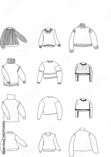 set sweaters illustrations