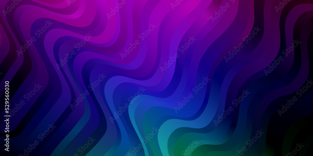 Dark Multicolor vector template with curves.