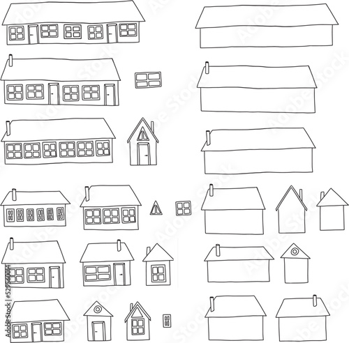 houses illustrations set
