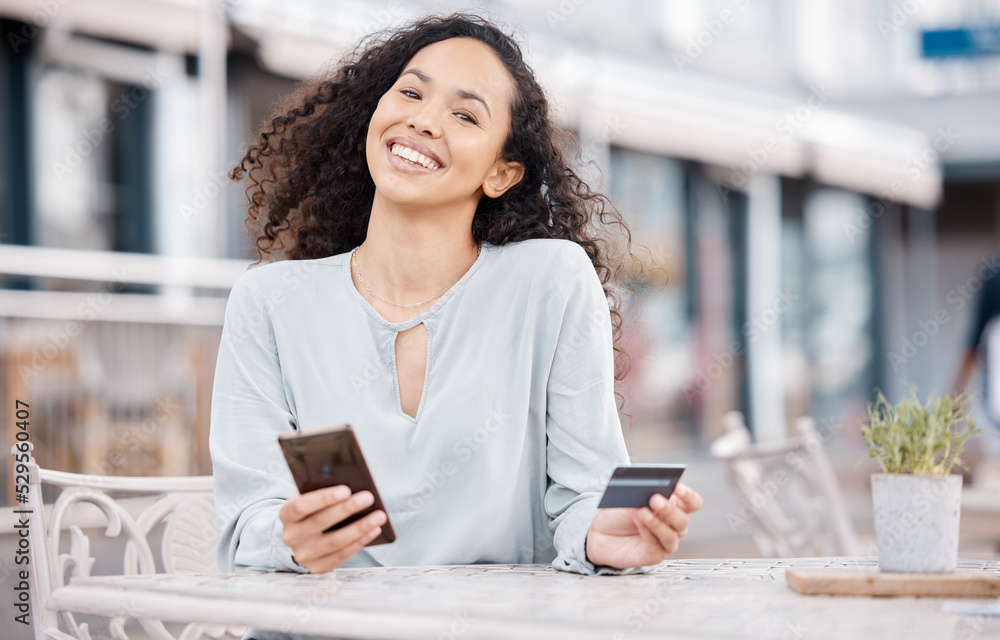 Online shopping, phone and woman doing digital credit card payment via internet at a restaurant. Happy, smile and person making a money transfer or cash send via online banking app or fintech website Online shopping, phone and woman doing digital credit card payment via internet at a restaurant. Happy, smile and person making a money transfer or cash send via online banking app or fintech website