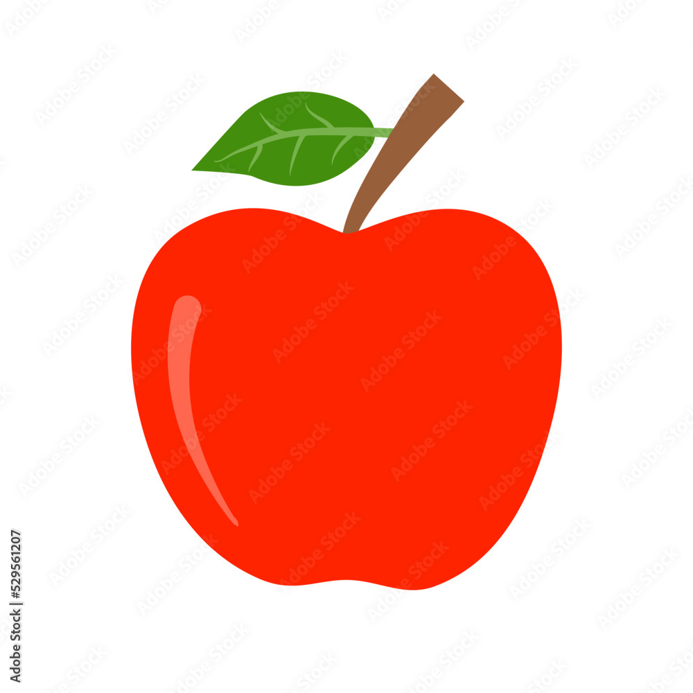 Fototapeta premium red apple with leaf isolated on white background.
