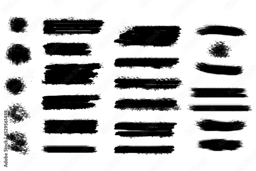 Vector set black ink brush stroke. Dirty artistic design elements. Vector collection of artistic grungy black paint hand made creative brush strok Grunge splatter, dirt stain, brush with drops blots. Vector set black ink brush stroke. Dirty artistic design elements. Vector collection of artistic grungy black paint hand made creative brush strok Grunge splatter, dirt stain, brush with drops blots.