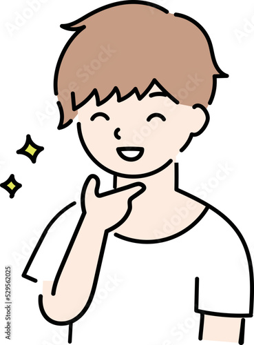 ヒゲ脱毛をしてご機嫌な男性のイラスト