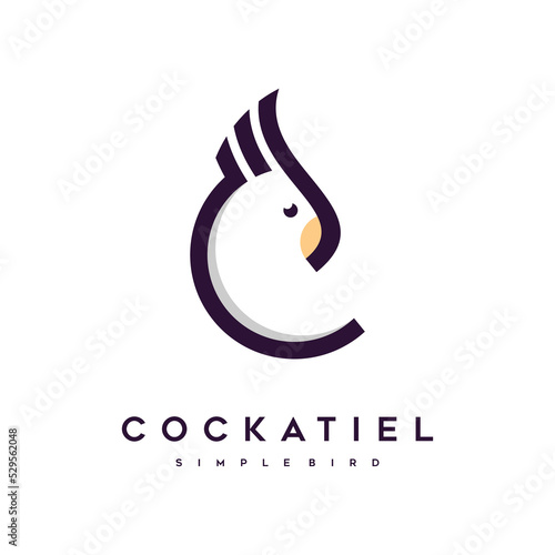 cockatiel bird logo with line art style
