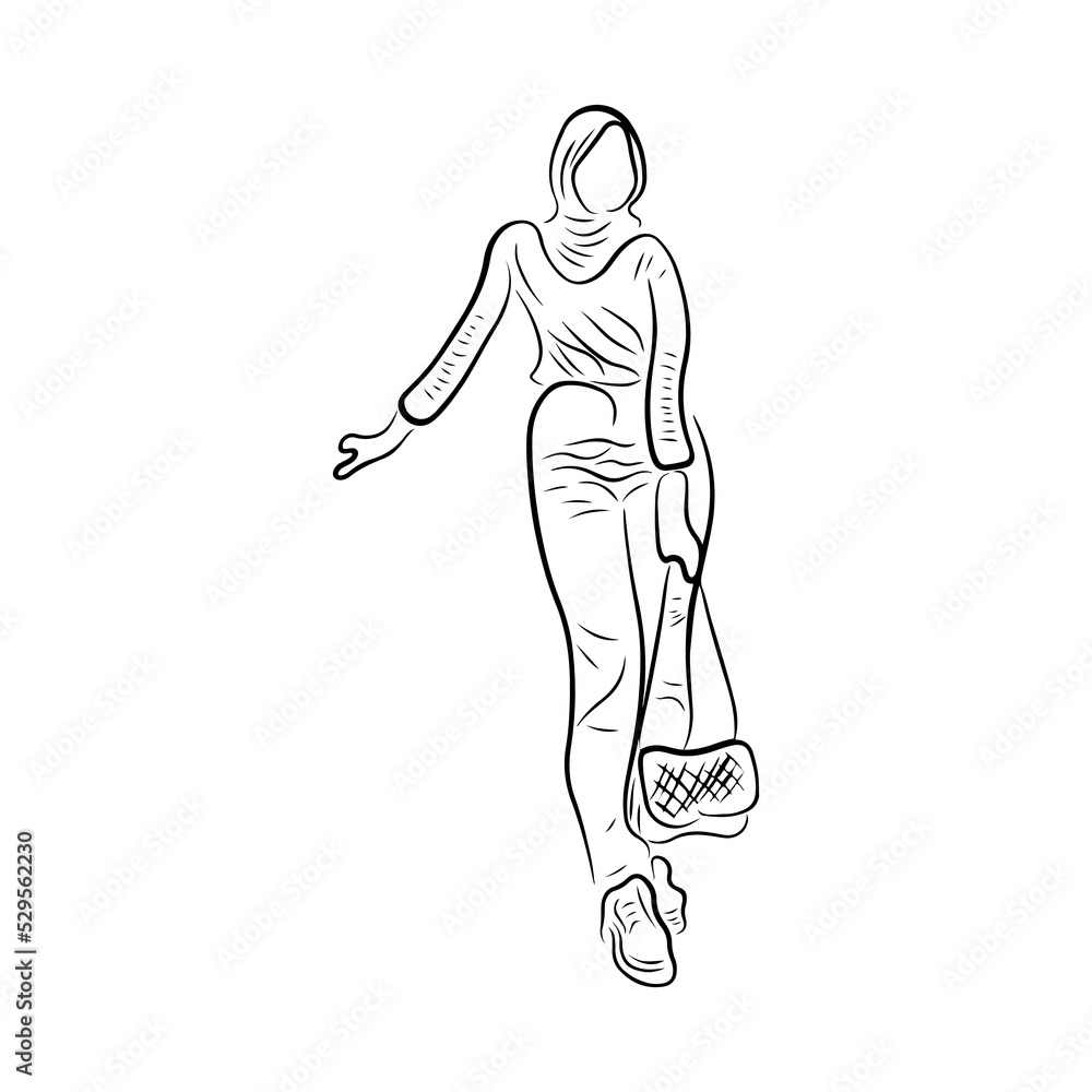 Obraz premium Woman pose line art style