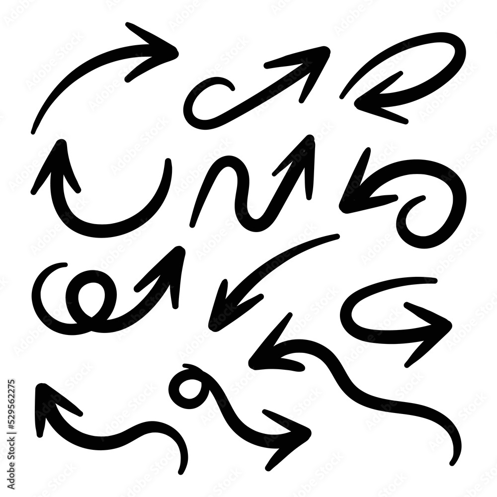 Hand drawn arrow vector icons set. sketch arrow design for business plan and education. Hand drawn arrow vector icons set. sketch arrow design for business plan and education.