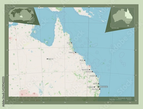 Queensland, Australia. OSM. Labelled points of cities photo