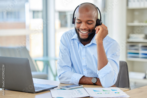 Quadro su tela Sales man, call center agent and customer service support operator advice, help and talking communication loan in office