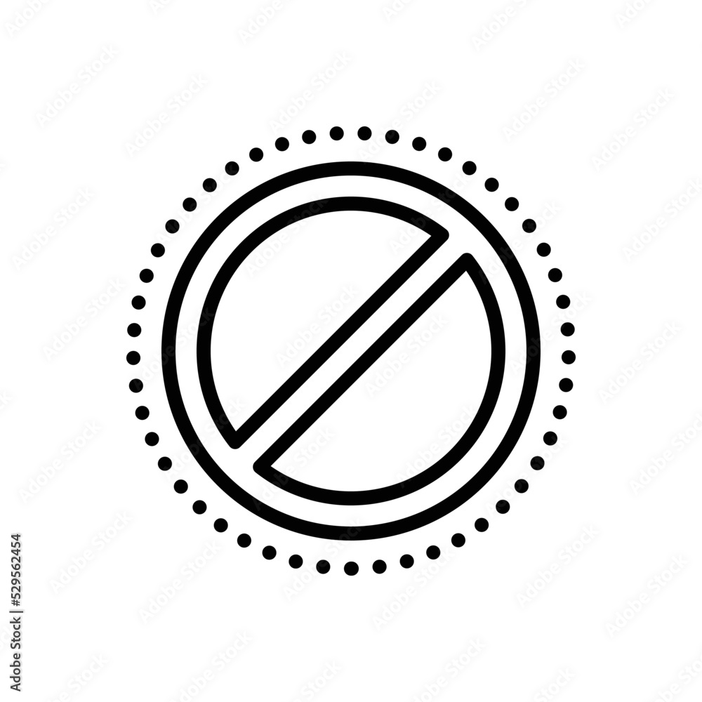 Black line icon for stopped