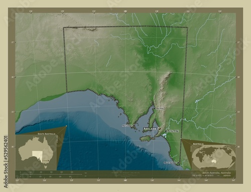 South Australia, Australia. Wiki. Labelled points of cities photo