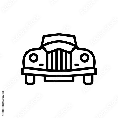 Black line icon for old car