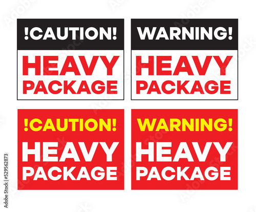Caution Heavy package with exclamation sign use for plate attachment on heavy material product use support equipment for remove industrial purpose easy to use vector eps.