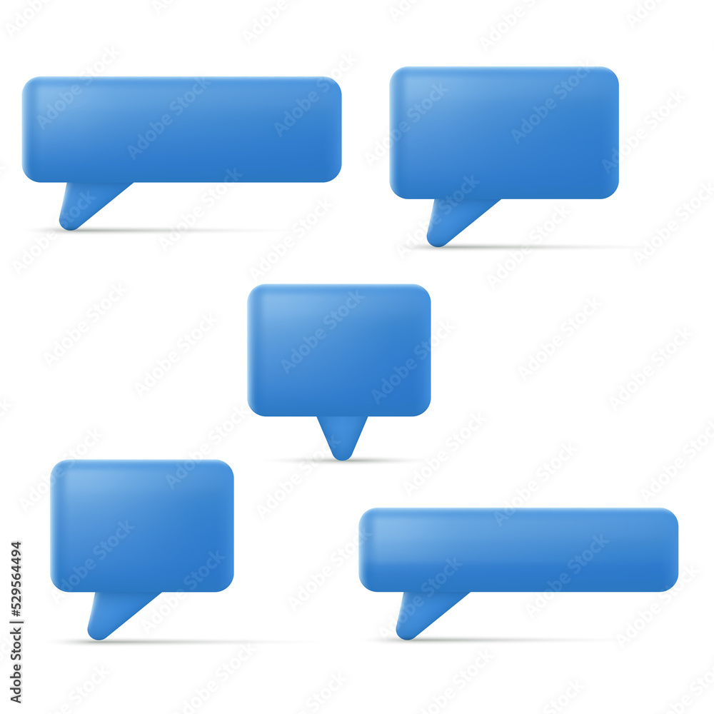 Set of 3d blue speech bubbles. Set of 3d blue speech bubbles.