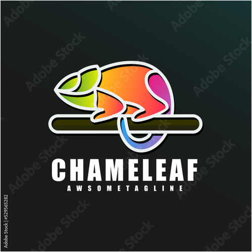 chameleon leaf colorful logo design