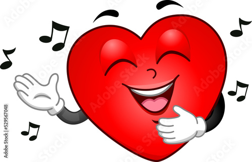Mascot Heart Sing Music Therapy Illustration