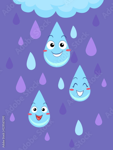Mascot Rain Happy Raindrops...