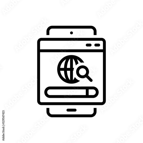 Black line icon for browsing 