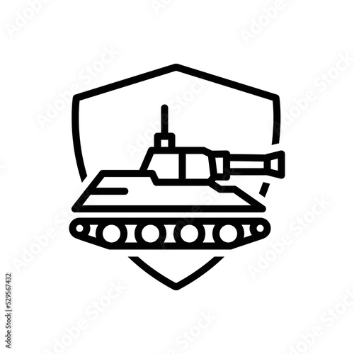 Black line icon for defence