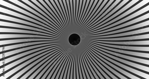 Image of black and white stripes spinning over black background