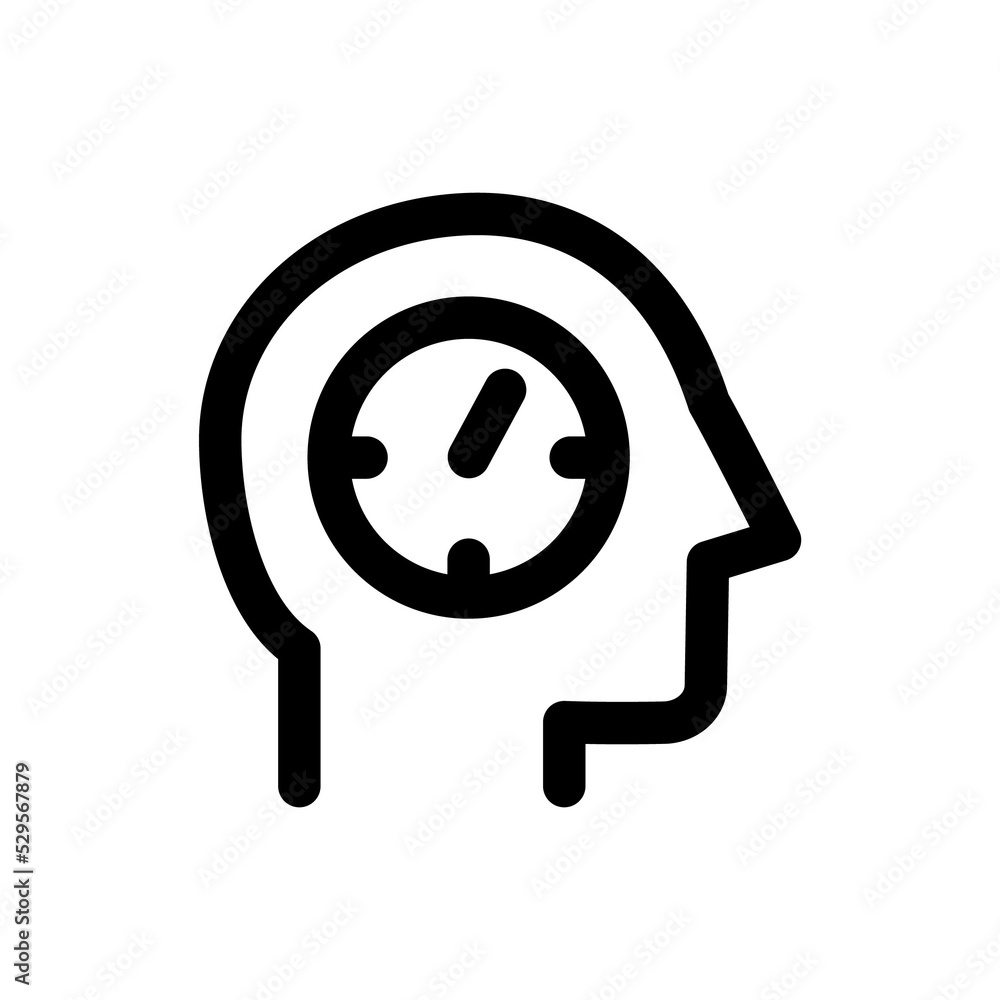 Human head icon, time, simple outline icon Human head icon, time, simple outline icon