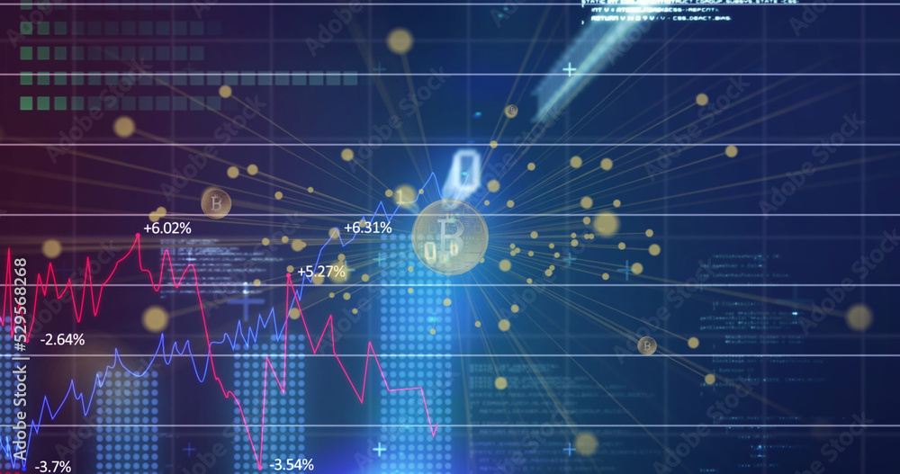 Image of financial data processing over dark background Image of financial data processing over dark background