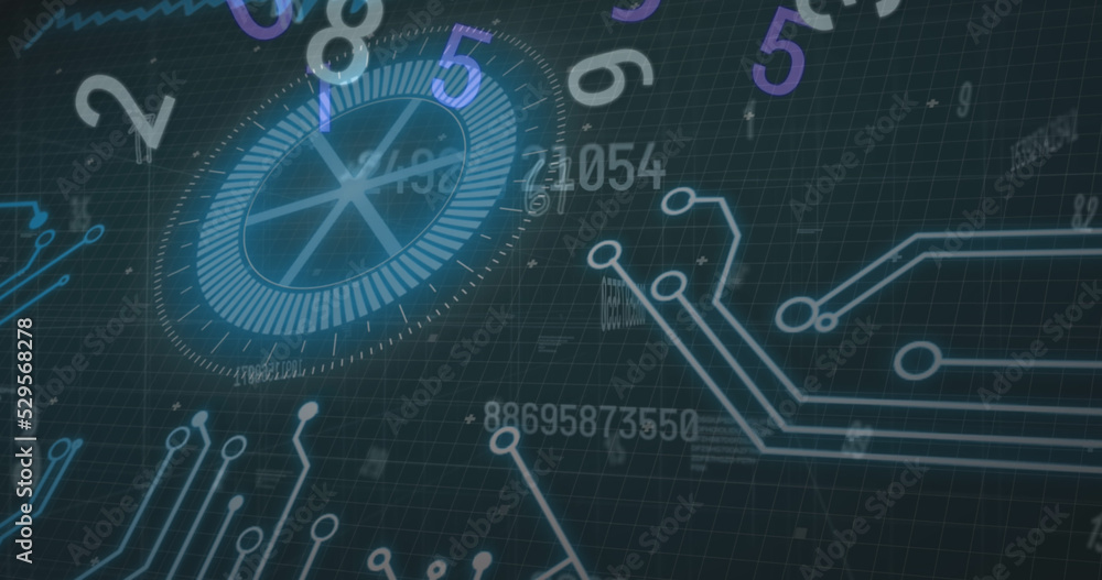 Obraz premium Image of data processing over dark background