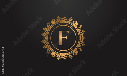 Luxury logo design vector with F