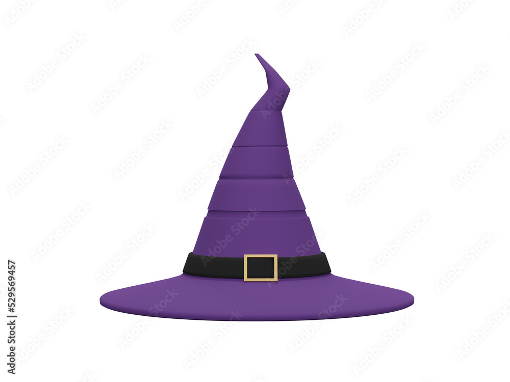 Fototapeta premium 3D Witch Hat on transparent background - PNG format.