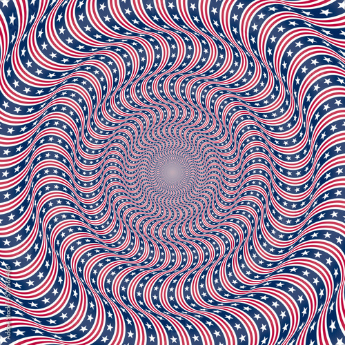Принти на полотні 3D Hypnotic American Flag Style Optical Illusion