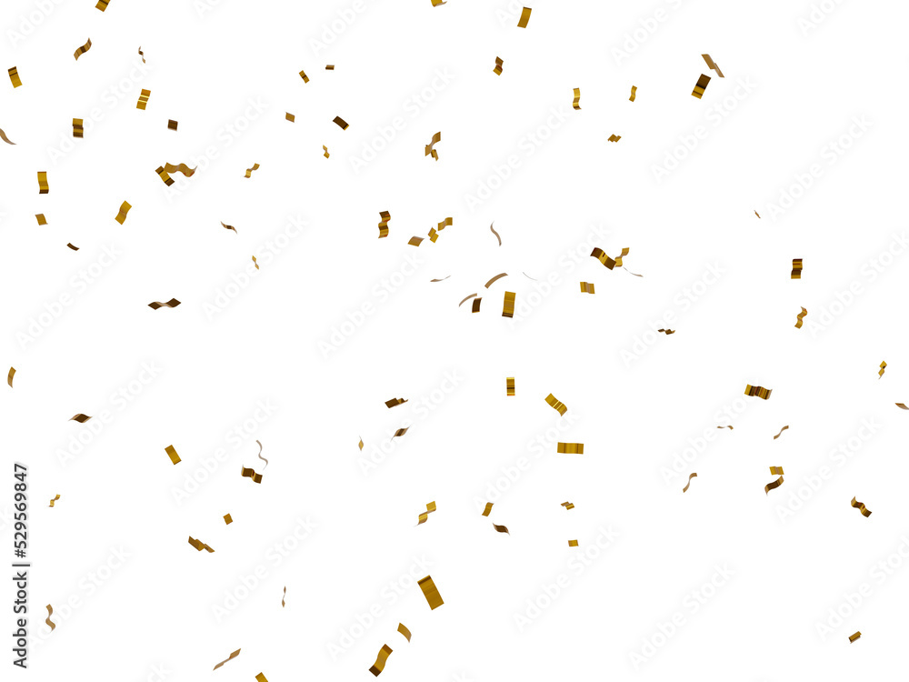 Obraz premium 3D rendered of golden confetti for party and celebration
