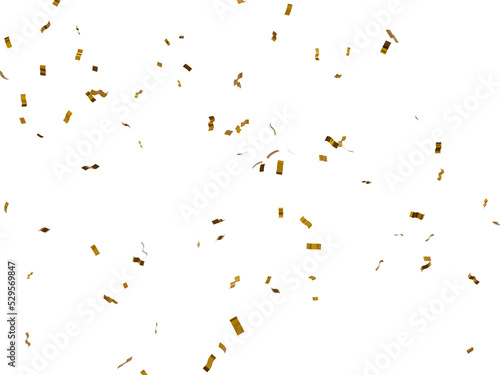 3D rendered of golden confetti for party and celebration