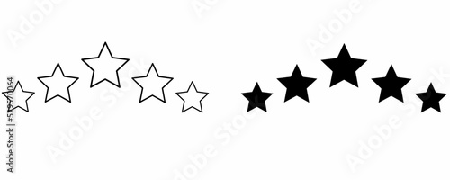 outline silhouette five stars rating set isolated on white background
