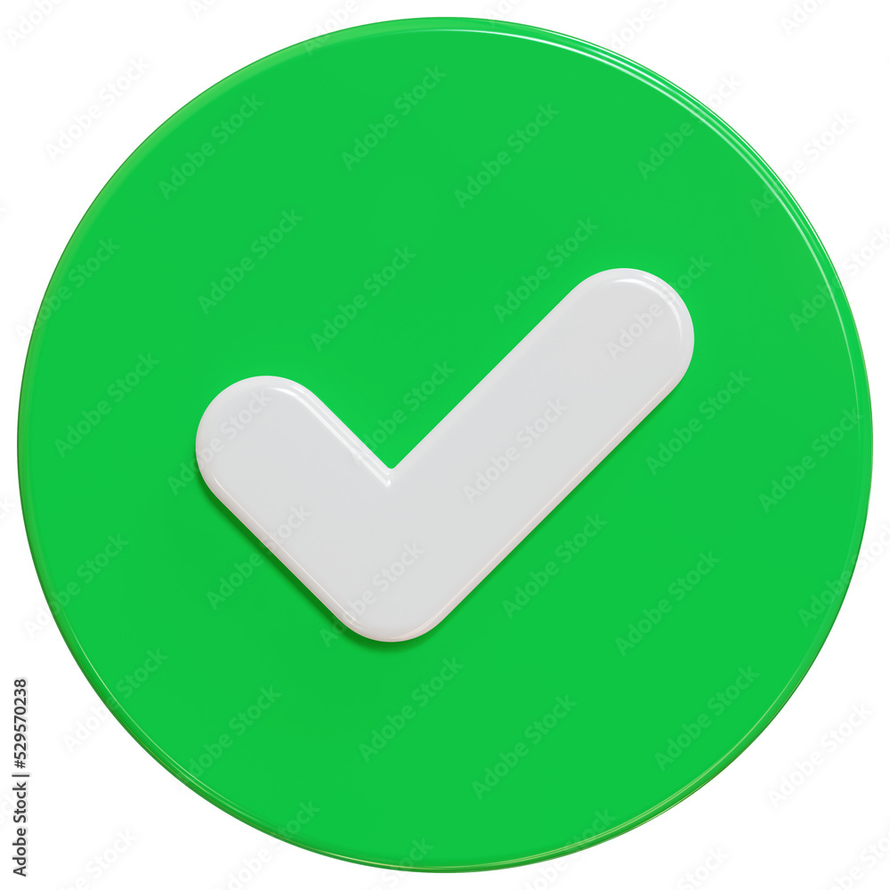 3D rendering of checkmark icon true choice 3D rendering of checkmark icon true choice