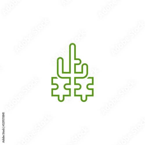 Cactus puzzle. Creative logo design.