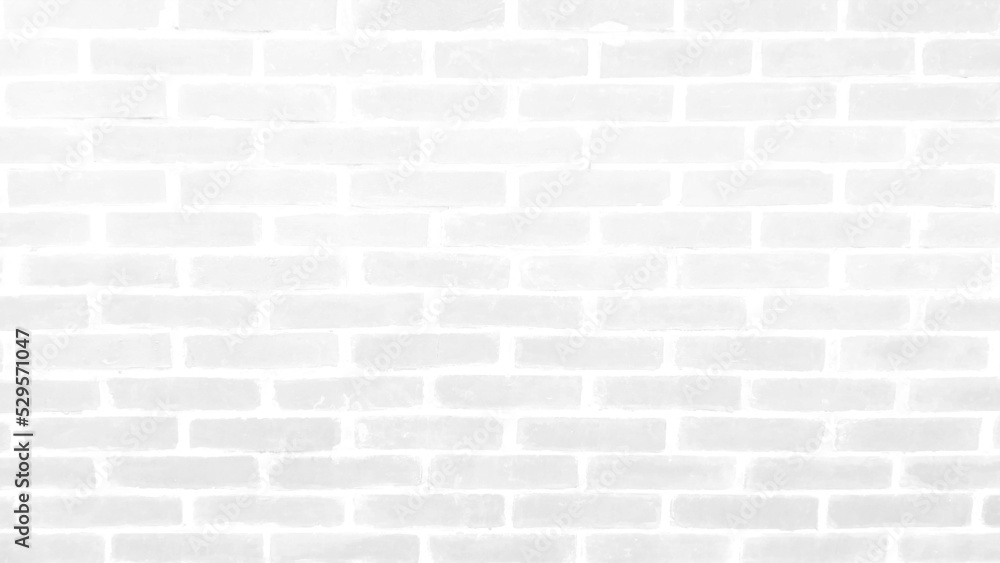 Fototapeta premium Loft styled white brick wall. Old white brick wall panorama backgrounds, room, interior, backdrop.