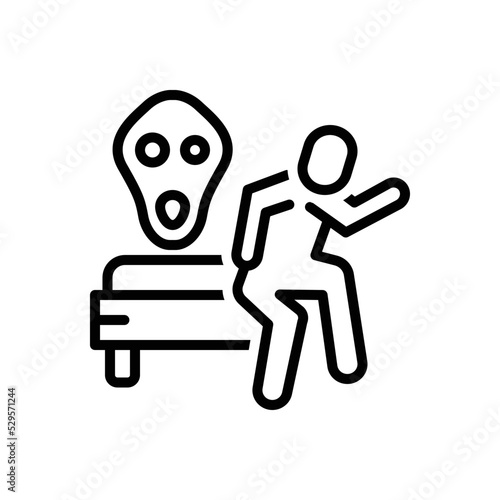 Black line icon for scared