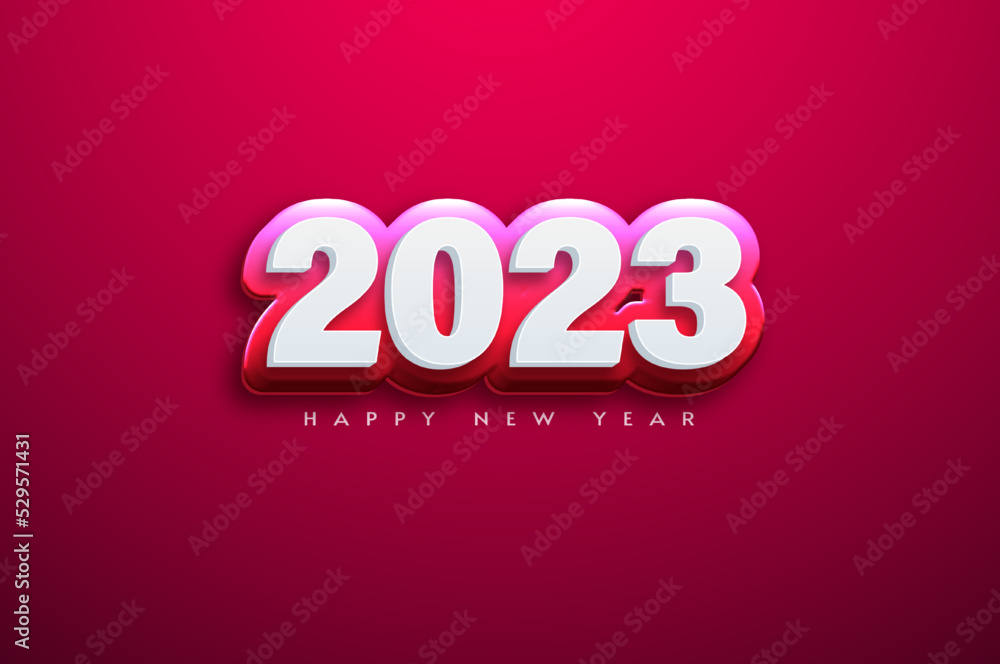 happy new year 2023 on red background