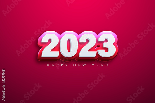 happy new year 2023 on red background