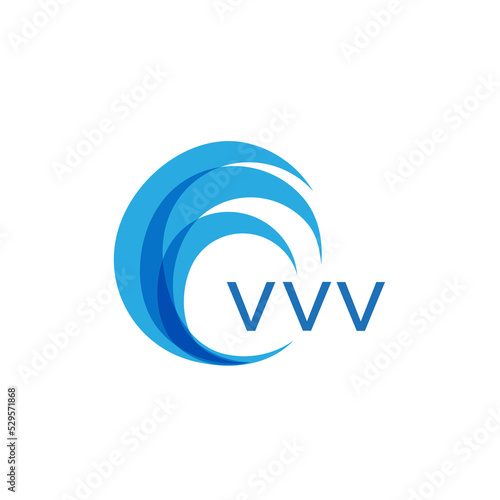 VVV letter logo. VVV blue image on white background. VVV Monogram logo design for entrepreneur and business. VVV best icon.
 photo