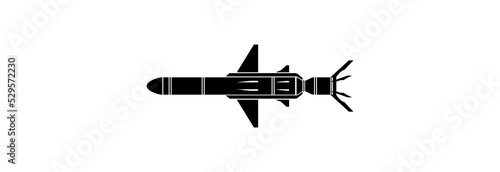 Black cruise missile icon on a white background.