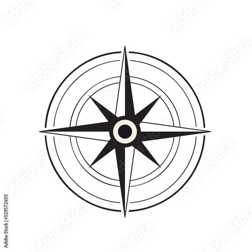 Vector compass rose with North, South, East and West indicated
