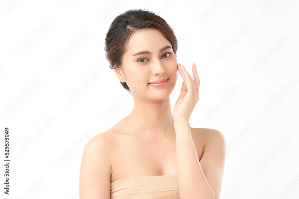 Beautiful young asian woman with clean fresh skin on white background, Face care, Facial treatment, Cosmetology, beauty and spa, Asian women portrait. Beautiful young asian woman with clean fresh skin on white background, Face care, Facial treatment, Cosmetology, beauty and spa, Asian women portrait.